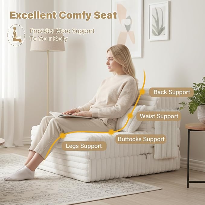Tiita Folding Sofa Bed Twin Size, Convertible Sleeper Chair Mattress - Image 4