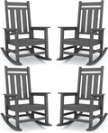 KINGYES Oversized Outdoor Rocking Chair Set of 4, All-Weather Patio Rocking by KINGYES