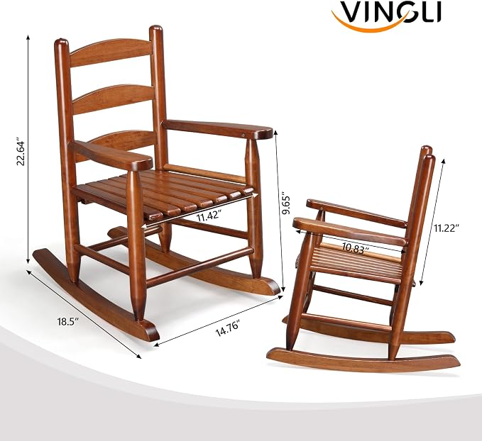 JOYMOR Outdoor Wooden Rocking Chair - Image 3