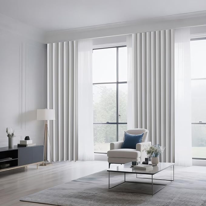 CUCRAF Grayish White Blackout Curtains 63 inch Length 2 Panels Set, Rod Pocket - Image 8