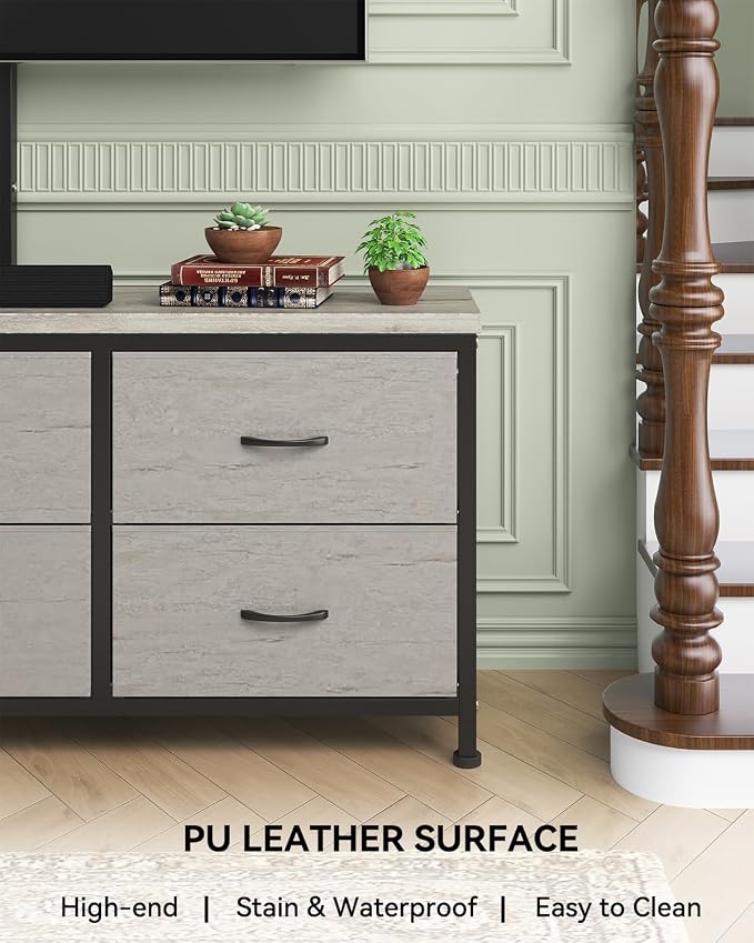TV Stand with Mount, Fabric Dresser with 6 Drawers - Image 6