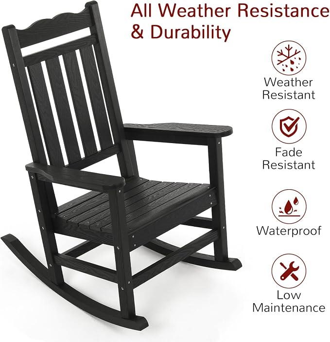 Stoog Outdoor Rocking Chairs Set of 4, All-Weather Porch Rocker - Image 5