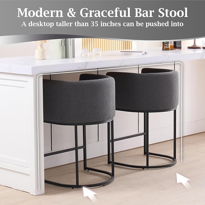 ClinQ 26" H Counter Height Bar Stools Set of 1, Modern Barrel Counter Stools - Image 4