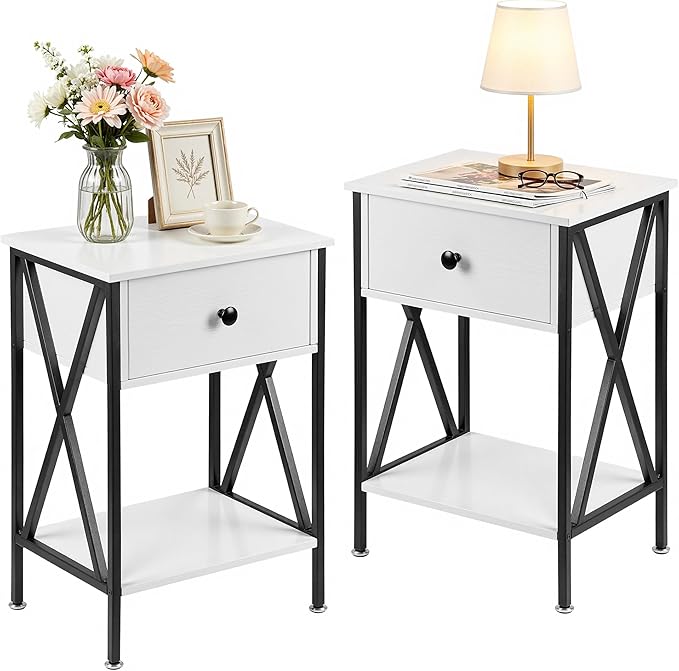 VECELO Nightstands Set of 2, Modern Bedside End Tables, Night Stands by VECELO