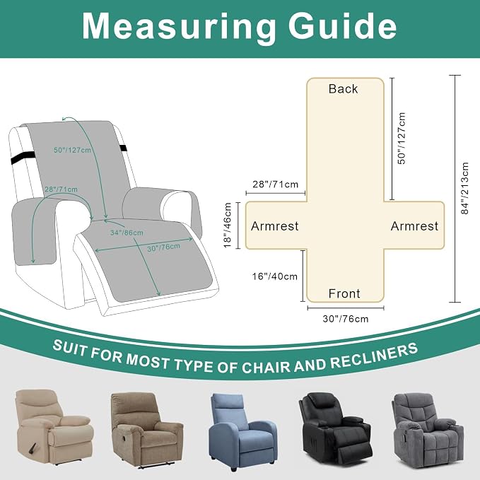 Foxdecor Recliner Chair Covers, Recliner Cover Non-Slip Chair Covers, Washable - Image 5