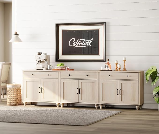 WAMAPT Buffet Cabinet with 6 Doors and 3 Drawers, Large Coffee Bar Table Wood - Image 6