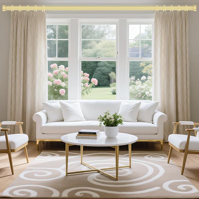 VOIIY Gold Curtain Rods for Windows 72 to 144 Inch, Size:36-144 Inch - Image 2