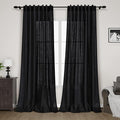 Black Linen Curtains 92 inches Long 2 Panels by Nanspring