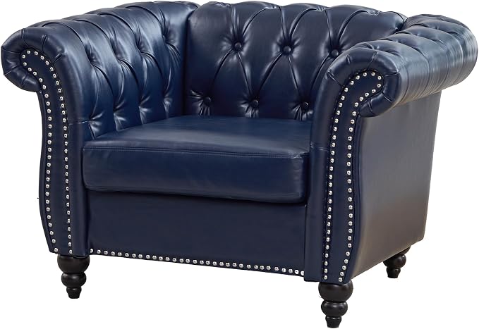 Mid-Century 2 Seater Sofa, Faux Leather Loveseat - Image 6