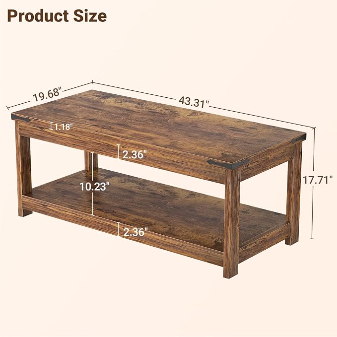 Homieasy 43.3” Rectangular Coffee Table - Image 2