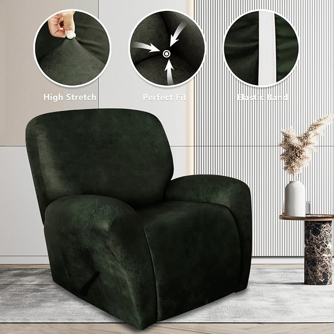 ANARACHON Recliner Chair Covers Leather Like, 4 Pieces Recliner Cover - Image 7
