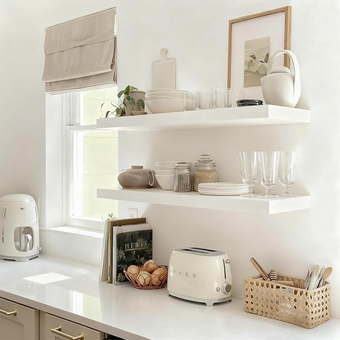 Floating Shelves for Wall, Bathroom Shelves Over Toilet, Wall Shelves & Book - Image 4