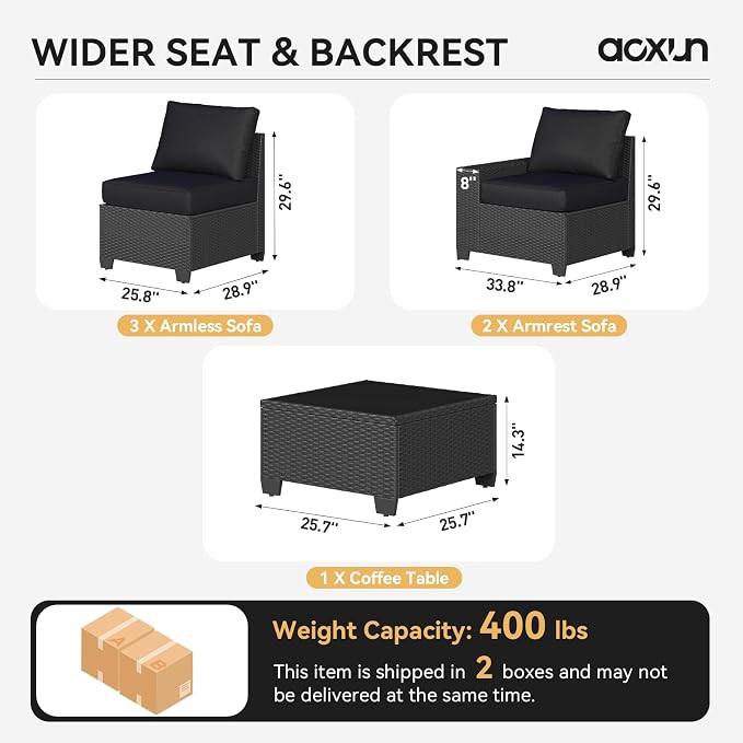Aoxun Patio Furniture Set, Widen Armrests Wicker Outdoor Sectional - Image 6