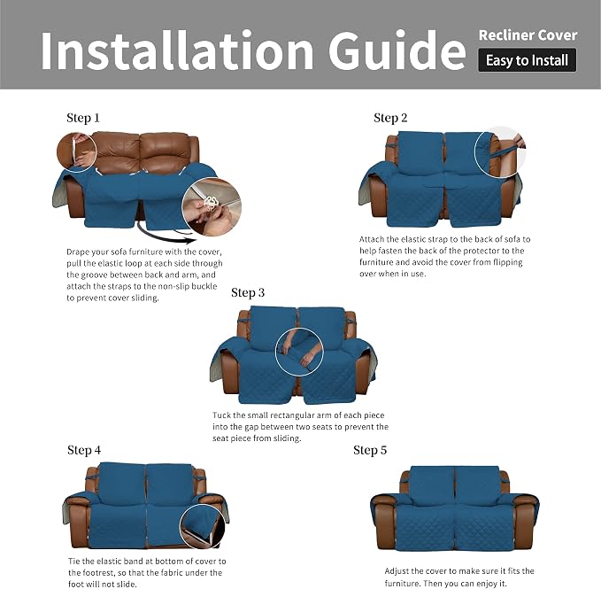 Easy-Going Loveseat Recliner Cover, Reversible Couch Cover - Image 7