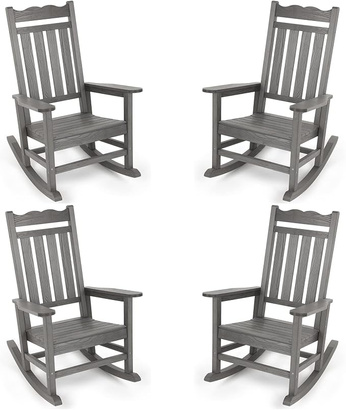 Stoog Patio Rocking Chairs Set of 4, All-Weather HIPS Outdoor Rocking Chair by Stoog