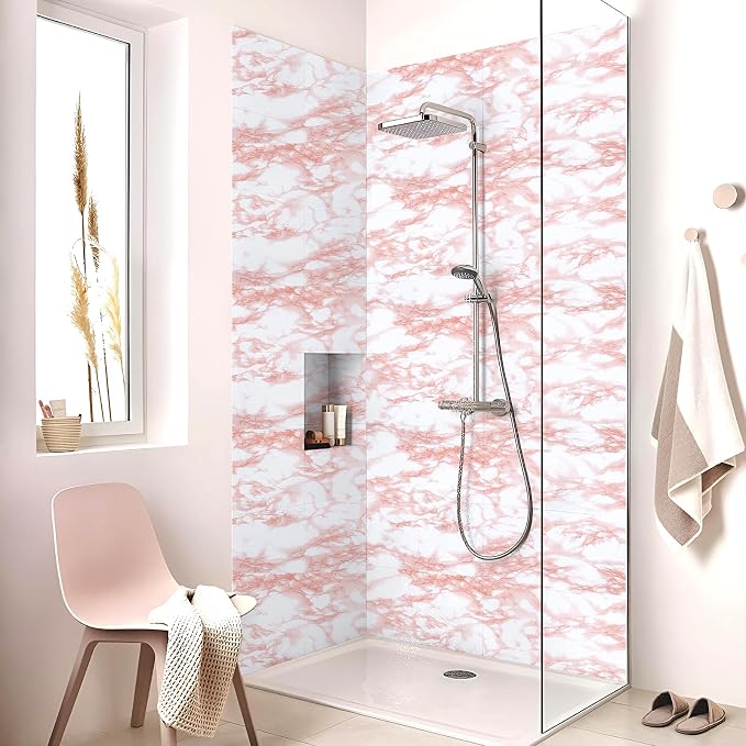 practicalWs White/Pink Marble Contact Paper Granite Peel and Stick Countertops - Image 6