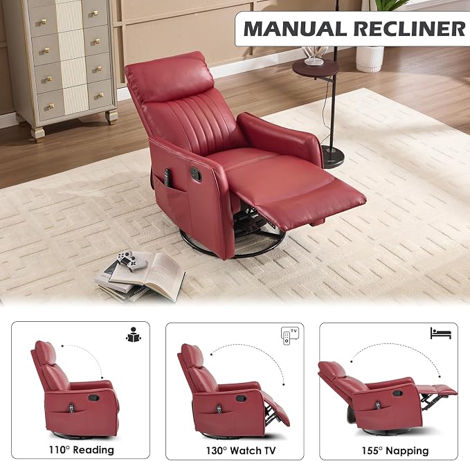 Trustyue Swivel Rocker Recliner Chair, 360° Swivel Recliner - Image 6