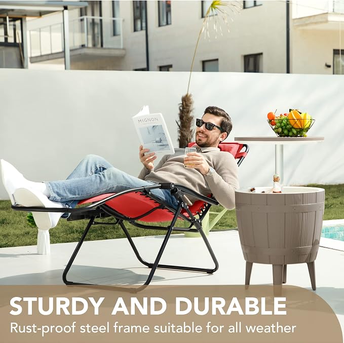 Devoko Patio Zero Gravity Chair Outdoor Folding Adjustable Reclining Chairs - Image 8