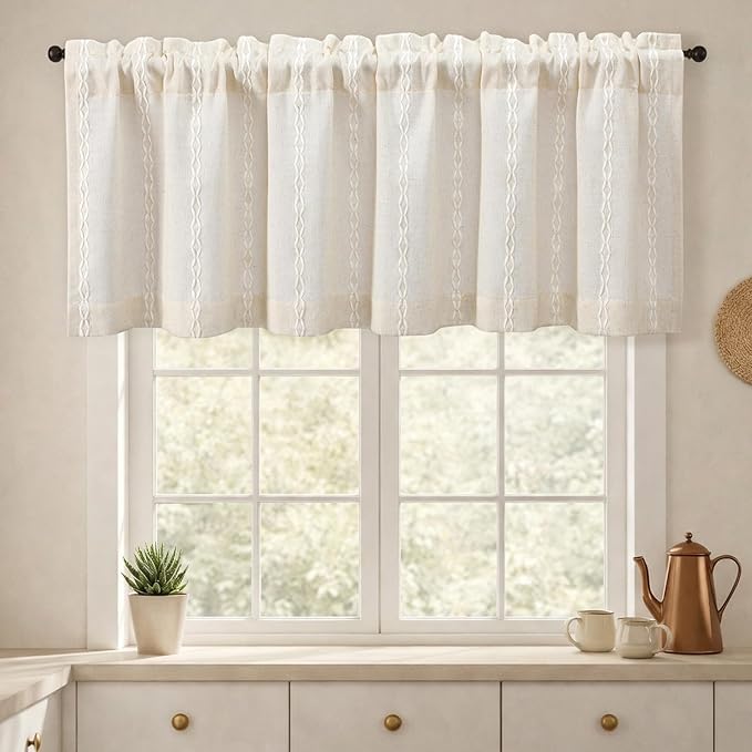 Boho Kitchen Valance for Windows, 52 x 18 Inch, 1 Panel - Image 2