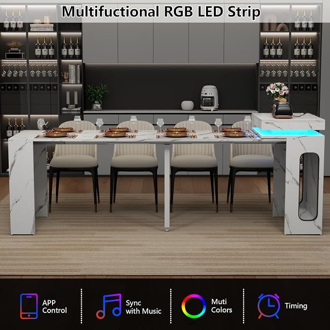Extendable Dining Table with Charging Station, Convertible Folding Console Table - Image 9