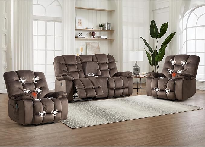 HAOMARKETS 3 Pieces Recliner Sofa Furniture Set, Include 2 Power Recliner Chairs by HAOMARKETS