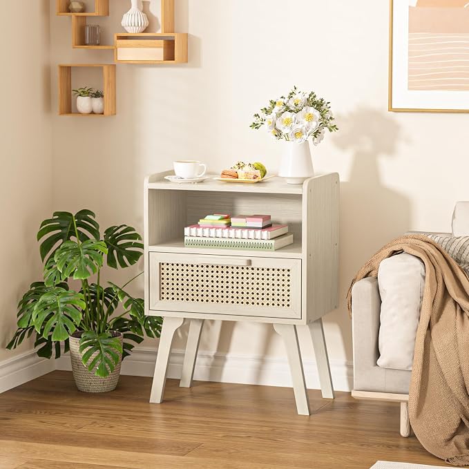 Lerliuo Rattan Nightstands Set of 2, Side Table - Image 9