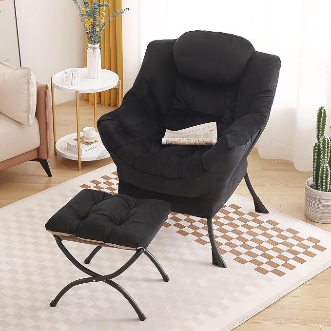 Tiita Lazy Chair with Ottoman, Comfy Leisure Sofa Armchair with Ottoman - Image 8