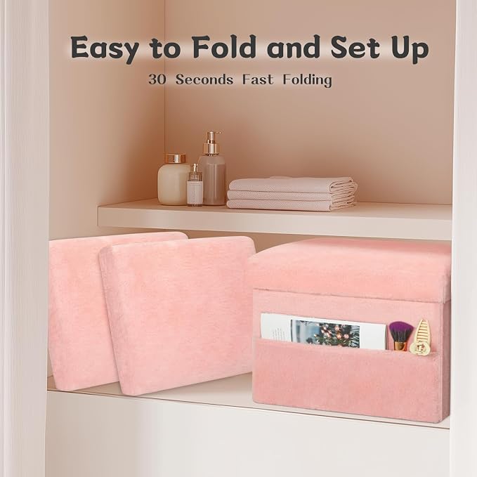 Storage Ottoman, Folding Ottoman Foot Rest Stool - Image 7