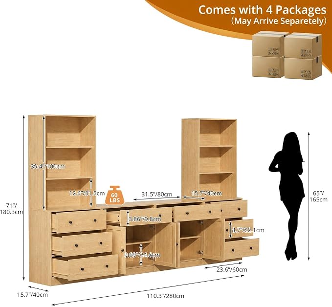 TUSY 71" Large TV Stand Set - Image 2