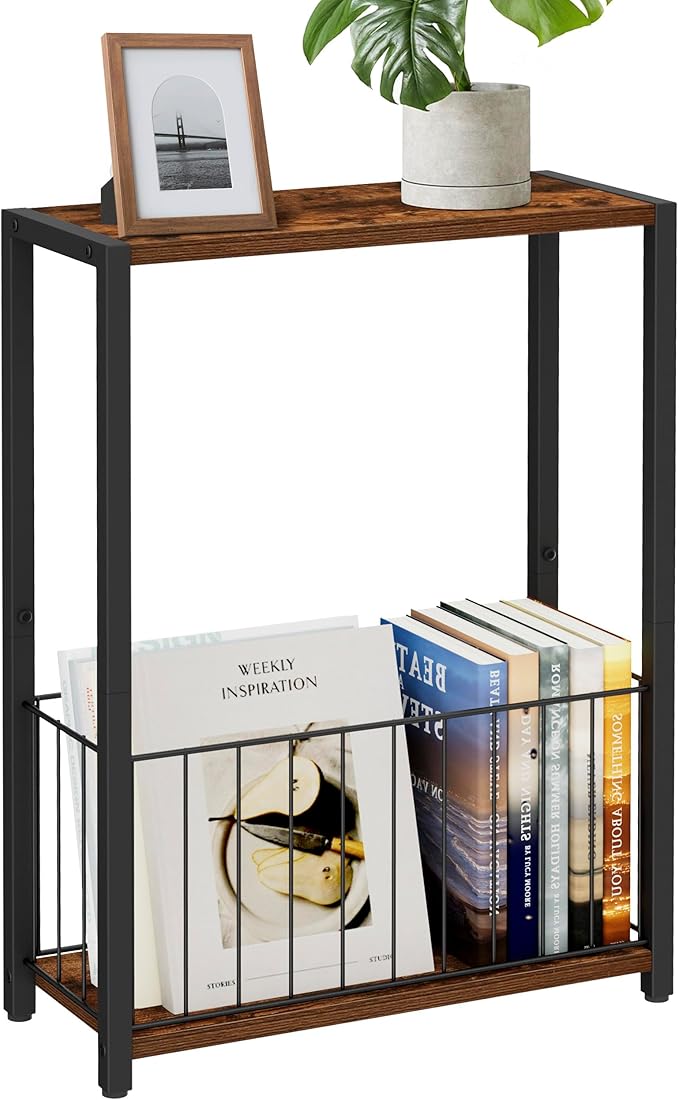 Homleke Narrow Side Table with Magazine Holder, Skinny End Table Perfect by Homleke