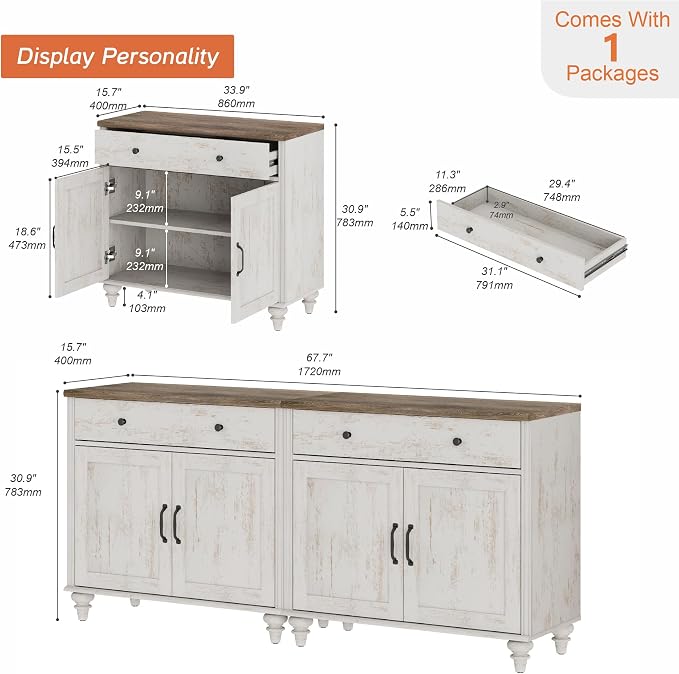 WAMPAT Farmhouse TV Stand for 75 inch TV - Image 5
