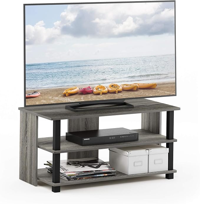 Furinno Sully 3-Tier Stand for TV up to 40, French Oak Grey/Black - Image 7