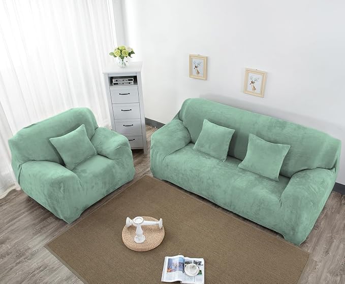 vctops 1-Piece Velvet Plush Stretch Sofa Slipcover - Image 3