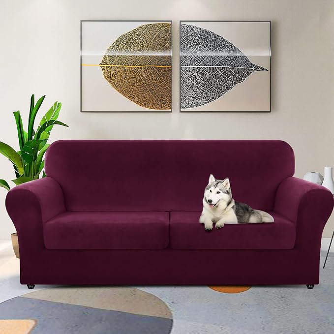 ZNSAYOTX Oversized Velvet 3 Piece Couch Cover - Image 2
