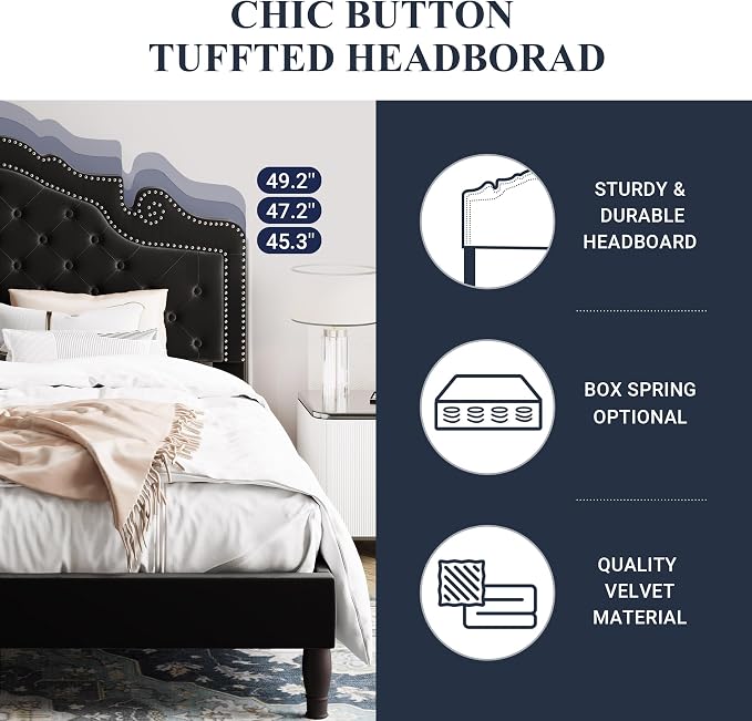 Allewie Queen Velvet Bed Frame - Image 6