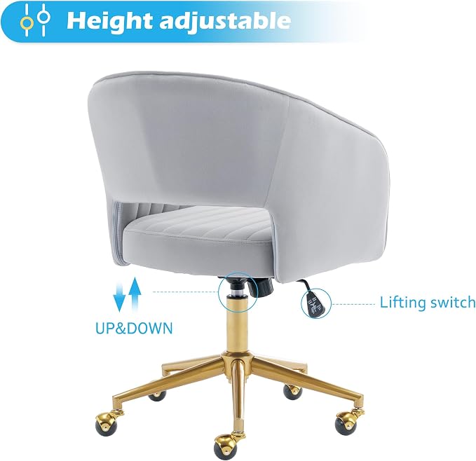 Home Office Chair Swivel Velvet Desk Chair Accent Armchair Upholstered Modern - Image 4
