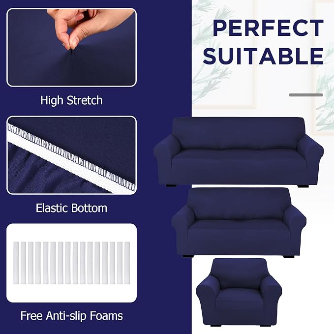 Peryiter 3 Pcs Couch and Loveseat Covers Set Sofa Cover - Image 4