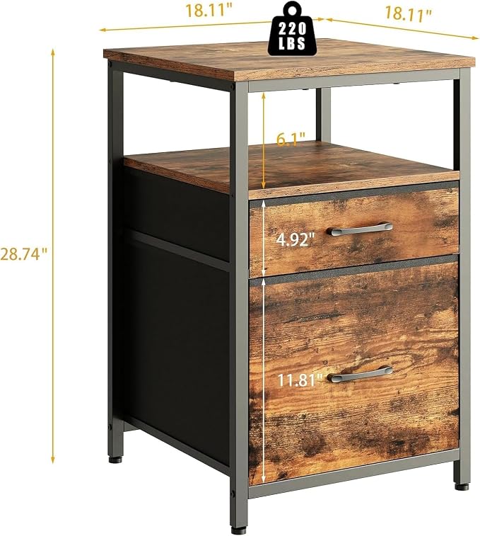Herture Mini Fridge Stand with 3 Storage, Mini Fridge Cabinet, Beverage Fridge - Image 2