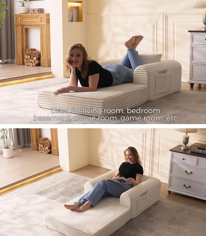 Versatile 2 in1 Loveseat Accent Chair Couch Convertible Boneless Chaise Lounge - Image 8