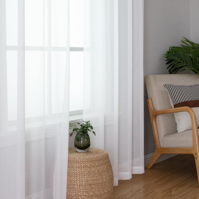 Aiyufeng 108 Inch White Sheer Window Curtains - Image 6