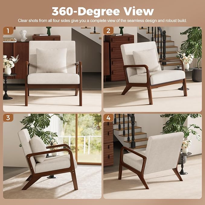 ELUCHANG Modern Accent Chairs Set of 2, Upholstered Reading Arm Chair - Image 8