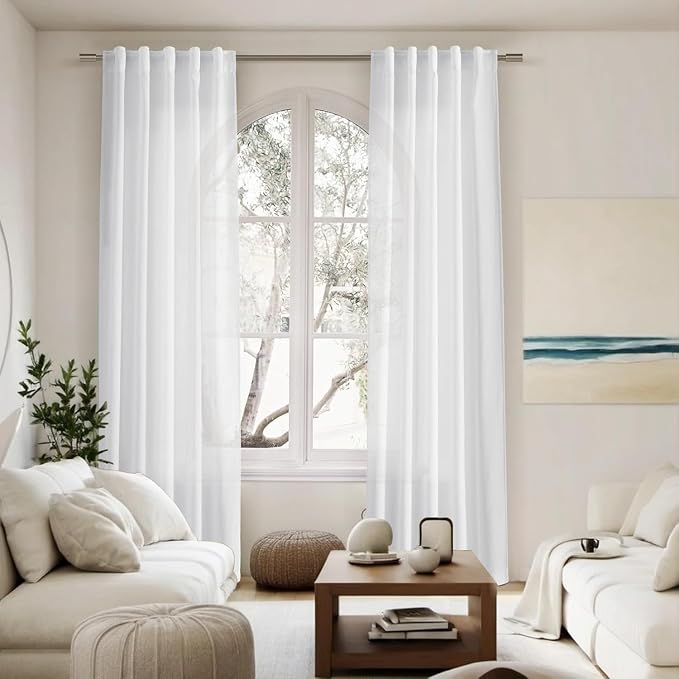 Nanspring White Farmhouse Decor Curtains 63 Inch Length - Image 6