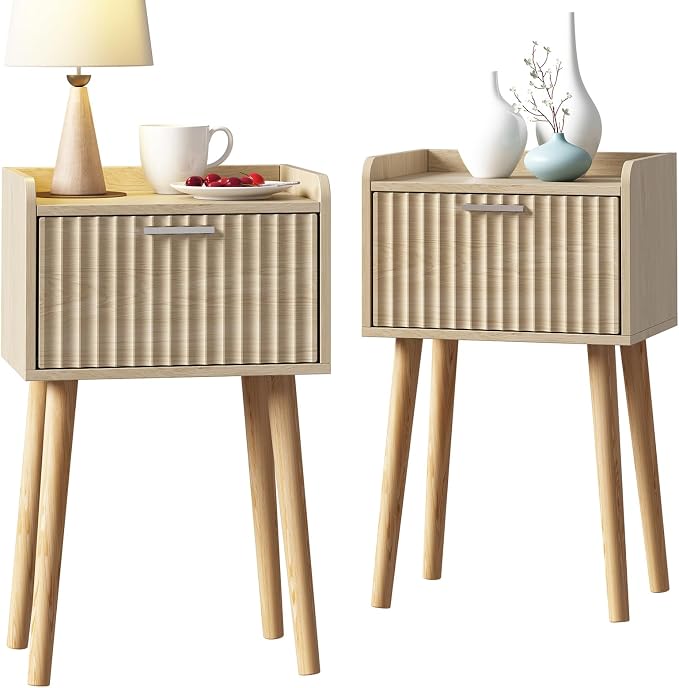 LAATOOREE Nightstand Set of 2, Small Bed Side Table by LAATOOREE