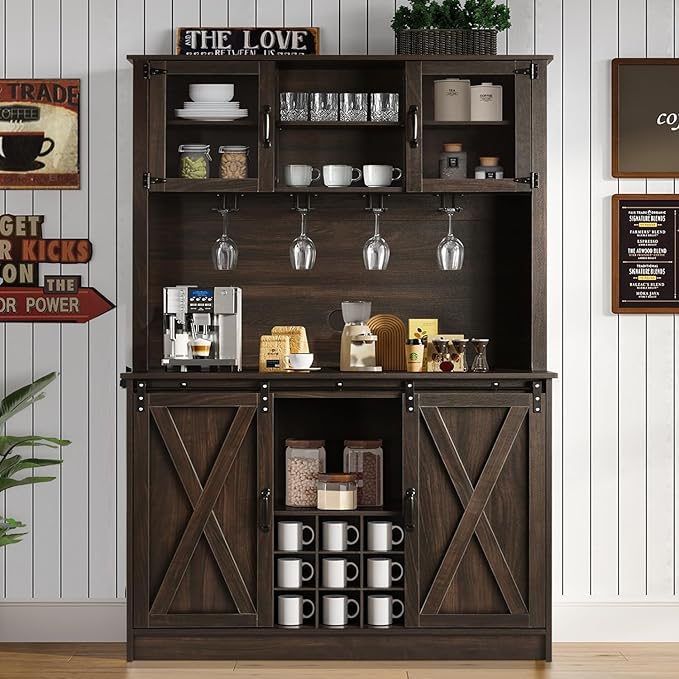 4ever2buy Farmhouse Coffee Bar Cabinet by 4ever2buy