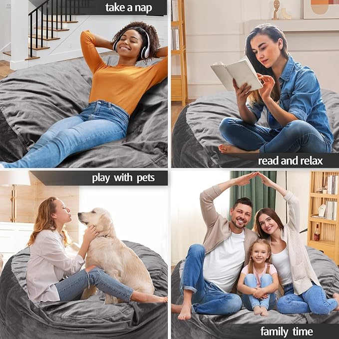 Bean Bag Chairs, Memory Foam Stuffing Bean Bag Chair - Image 6