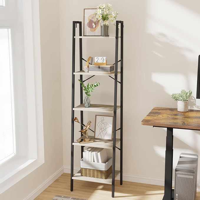 Hzuaneri Ladder Shelf, Bookshelf Bookcase, Freestanding Corner Storage Shelve by Hzuaneri
