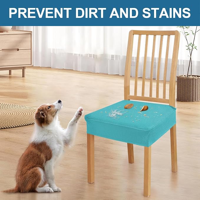 Smiry Waterproof Seat Covers for Dining Room Chairs Set of 6, Stretch Jacquard - Image 6