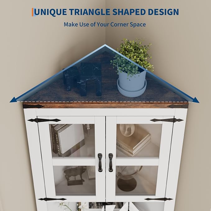 GarveeHome Tall Corner Cabinet, Farmhouse Corner Storage Cabinet - Image 6