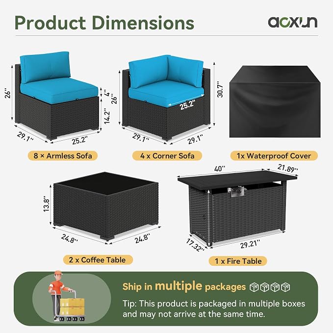 Aoxun 15 Piece Patio Furniture Set - Image 3