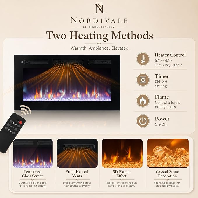 70" Fireplace TV Stand, Modern Entertainment Center - Image 7